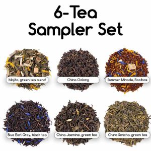 Discover the eclectic flavors with our 6-Tea Sampler Set - a delightful collection of premium teas for a luxurious and soothing experience.