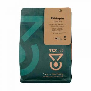 Experience the rich flavors of Ethiopia Gerbota with these 250g filter coffee beans, perfect for your brewing rituals at home.